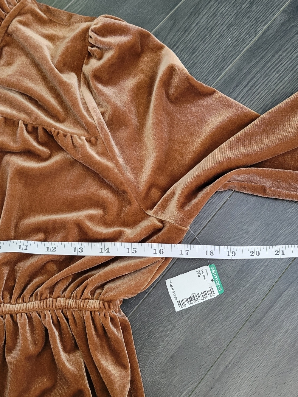 NWT Icone By Simons Velvet Tiered Midi Dress Ruffle Sz P/S Brown Boho Fall - Picture 14 of 14